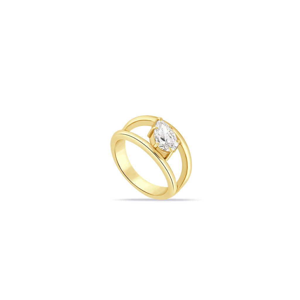 Pear Diamond Bridge Ring
