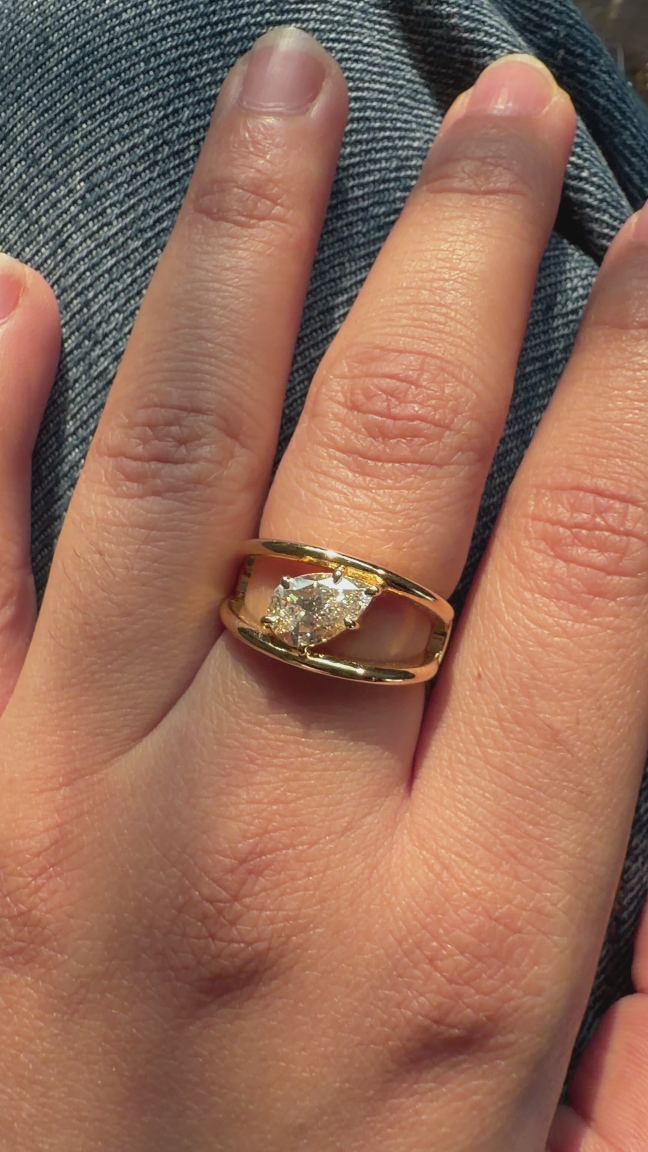 Pear Diamond Bridge Ring